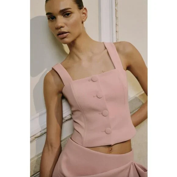 BLOGGER'S FAVE! Zara 2 Piece Voluminous Skort And Bustier Set Pink NWT